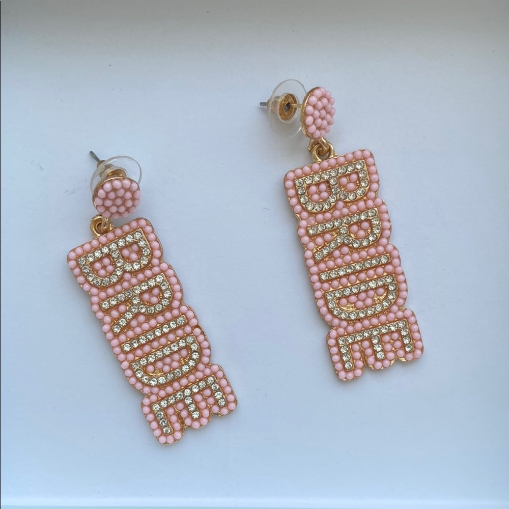Elegant Pink and Gold Bride Earrings